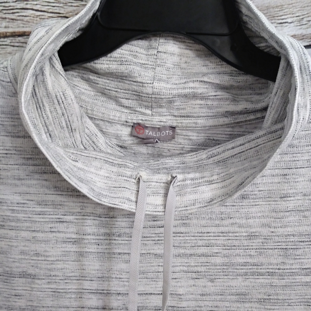 Talbots Cowl Neck Pullover Sweater Gray Space Dye - Picture 2 of 11